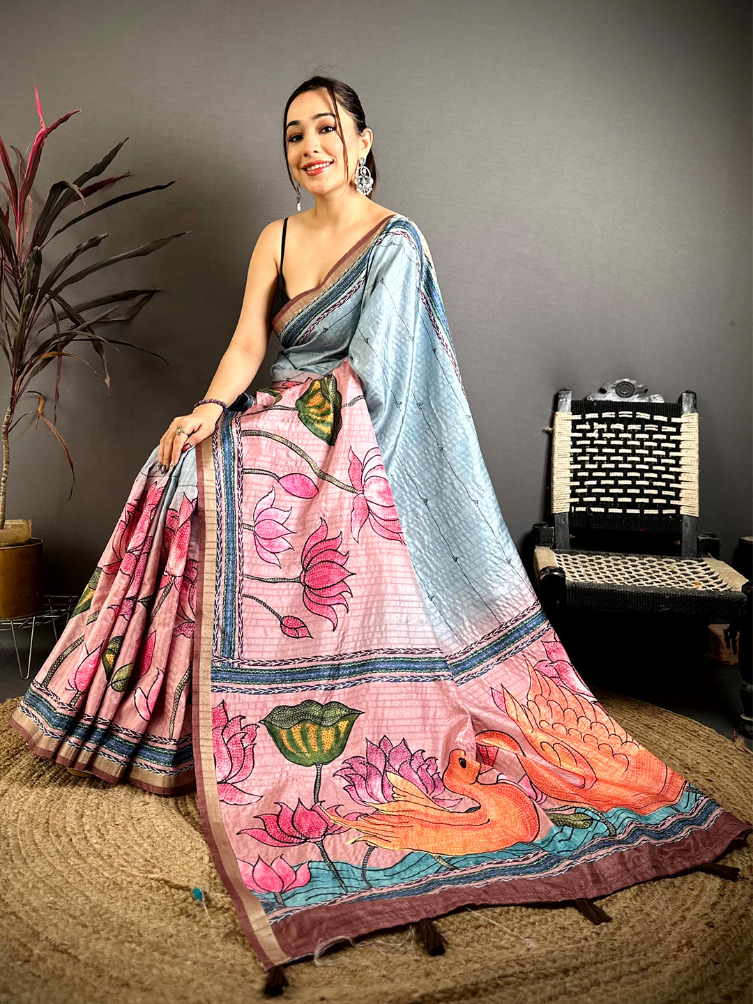 Regal Madhubani Katha Effect Tussar Saree