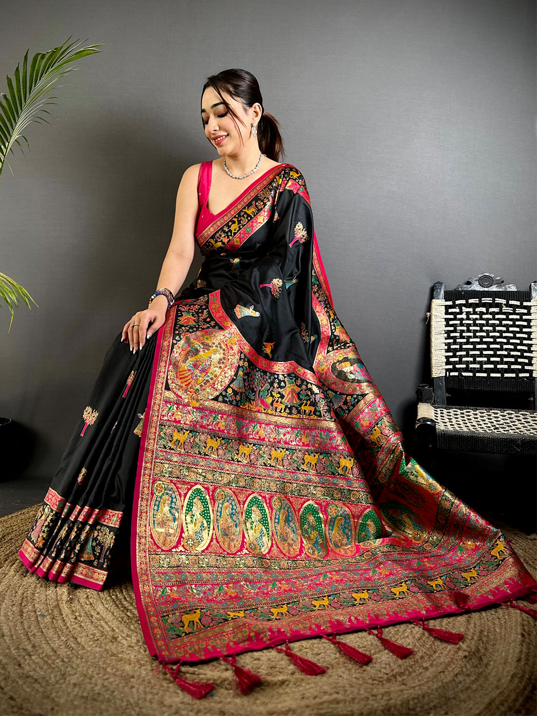 Radiant Kashmiri Pashmina Minakari Saree