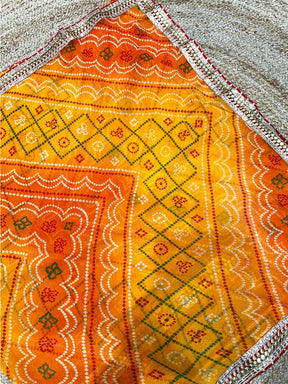 Graceful Chinnon Bandhej Print Saree