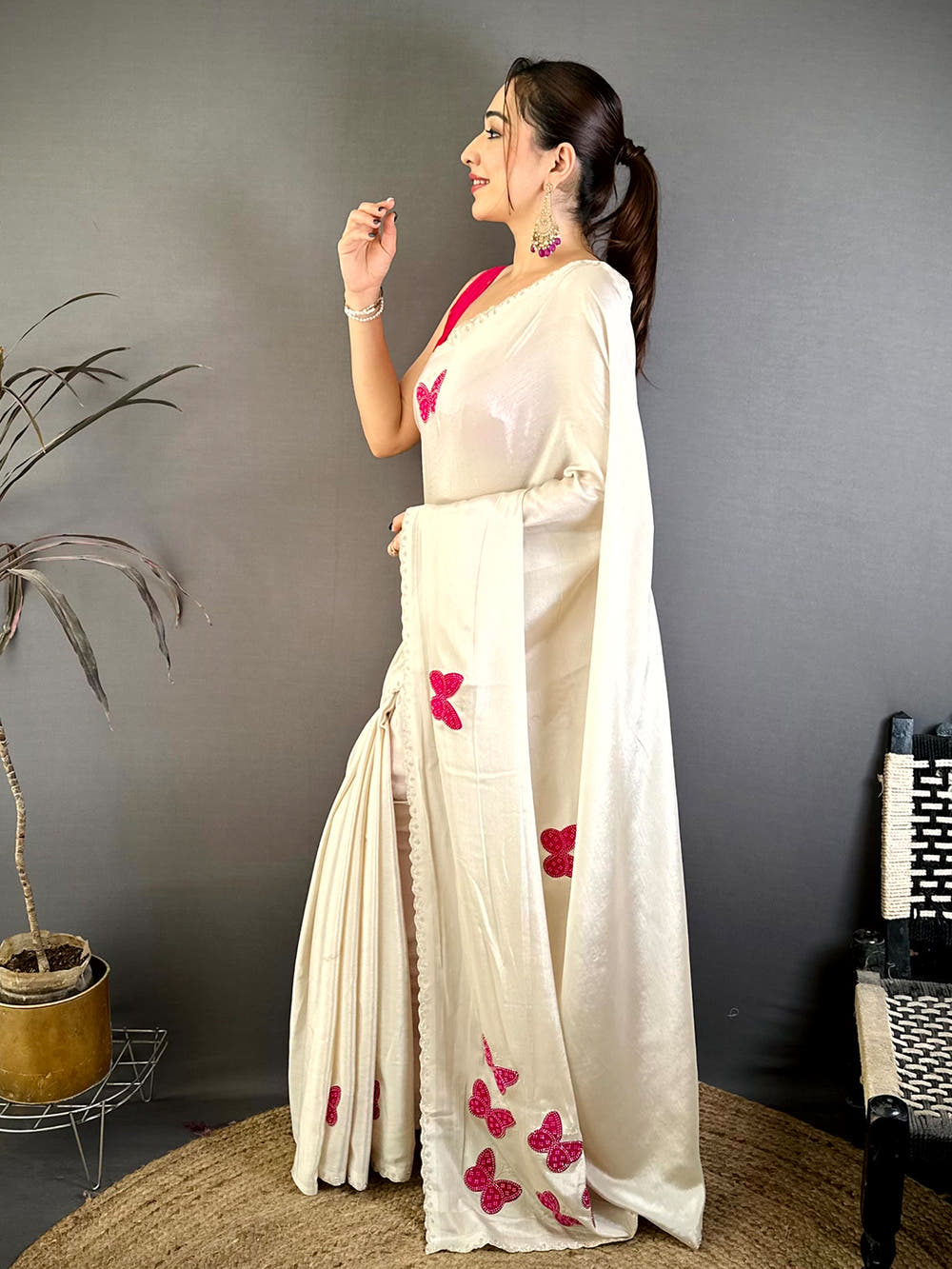 Radiant Butterfly Bandhej Soft Chinnon Saree