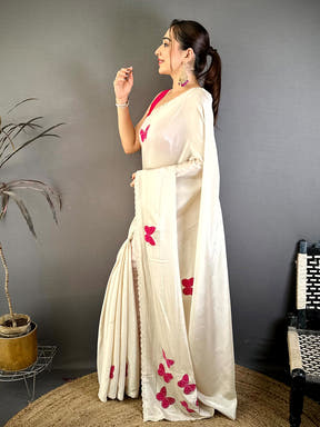 Radiant Butterfly Bandhej Soft Chinnon Saree