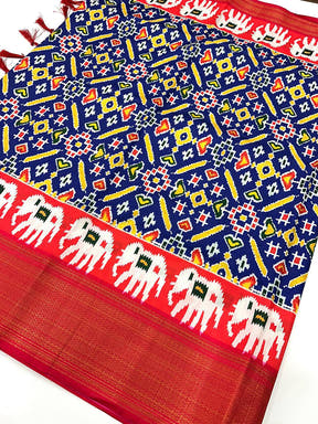 Blue Chanderi Silk Patola Radiance Saree