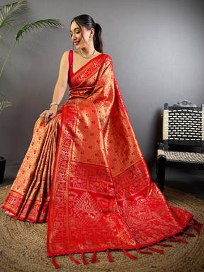 Heritage Warli Gold Zari Dharamavaram Silk Saree