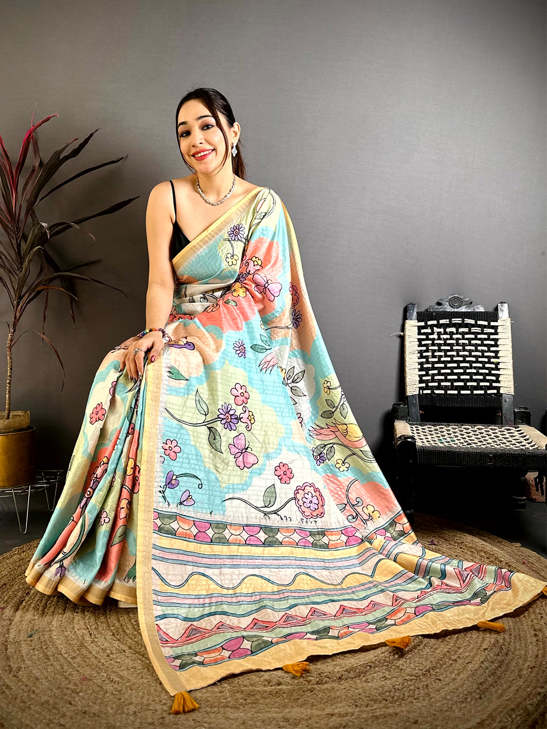 Opulent Folk Art Tussar Ghicha Saree