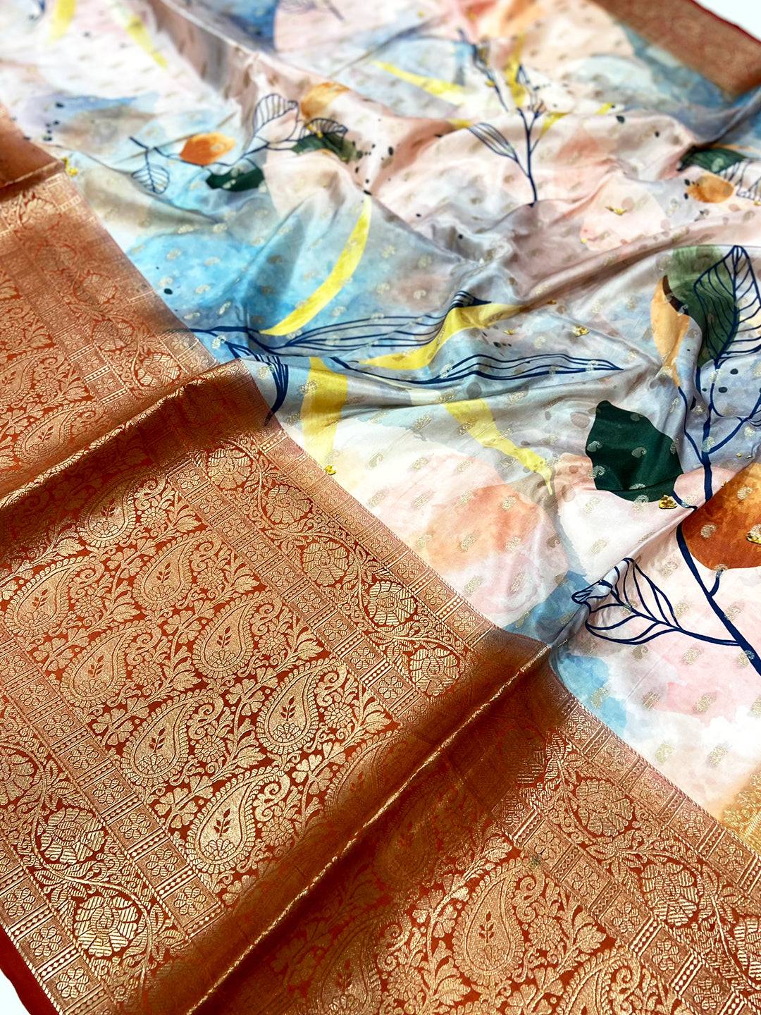 Artistry Banarasi Silk Floral Print Saree