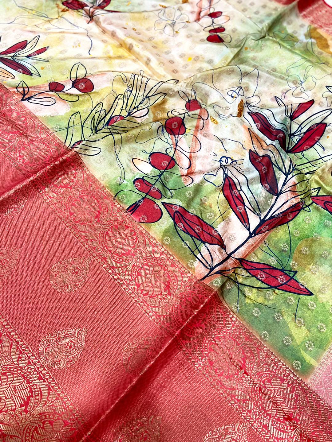 Stylish Floral Fantasy Banarasi Silk Saree