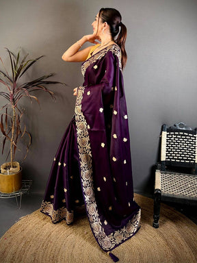 Magenta Aari Jhalar Tussar Satin Saree