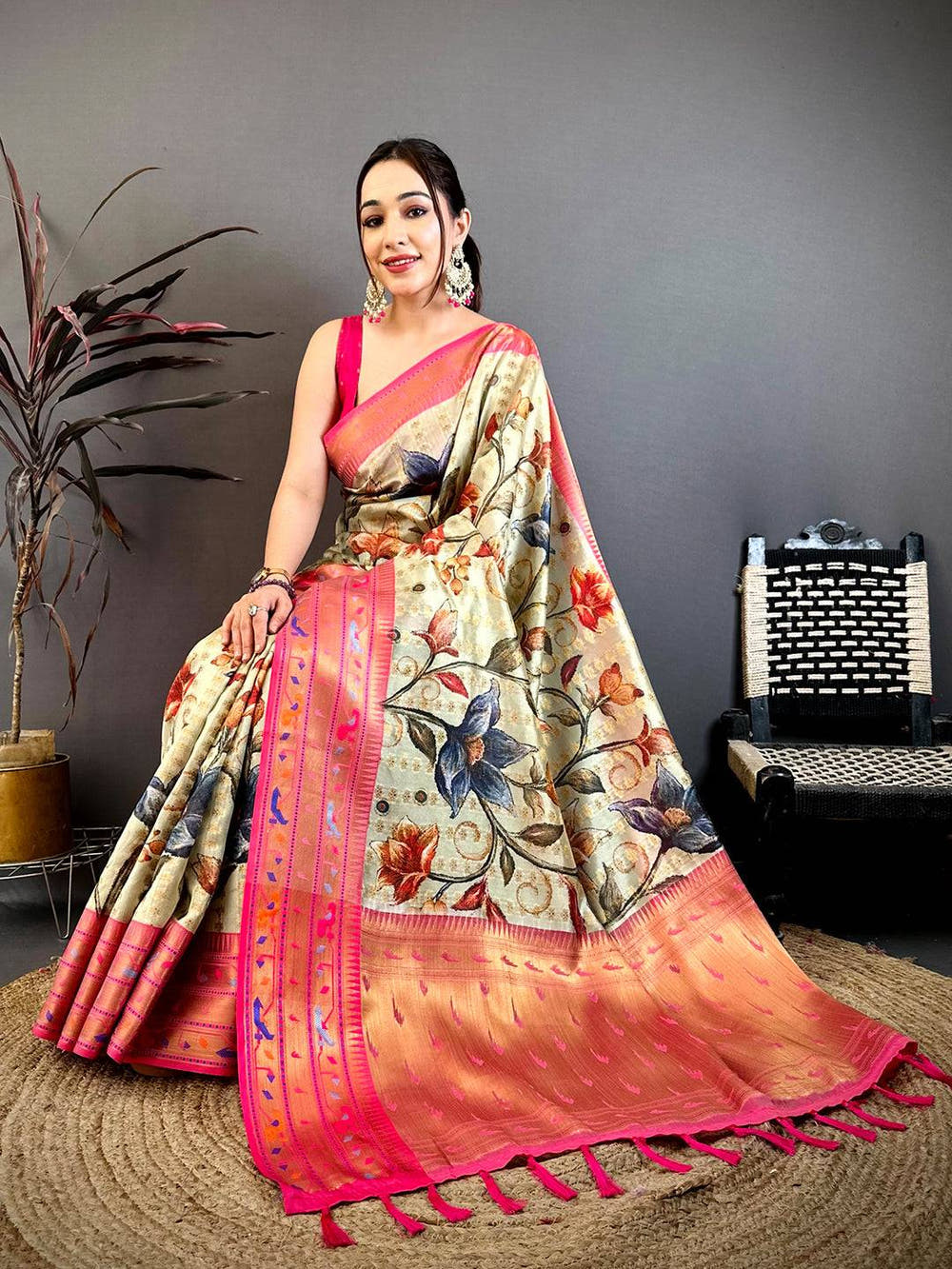 Pistachion Green Paithani Border Kora Tissue Saree