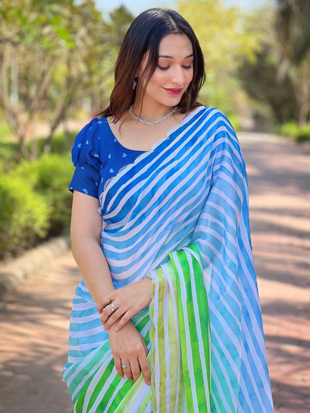 Beautiful Stripted Leheriya Saree

