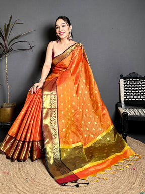 Artisan Self Gold Zari Chex Chitpallu Saree