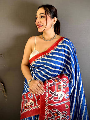 Stylish Patola Printed Tussar Saree