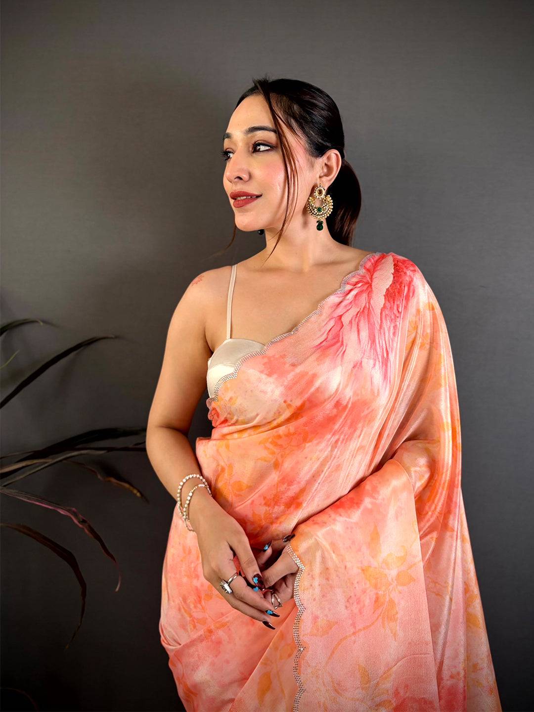 Classic Freehand Shibori Print Chiffon Saree