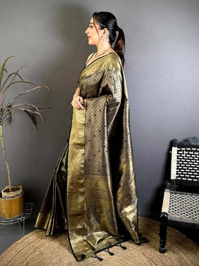 Stylish Kanjivaram Self Gold Zari Weave Saree