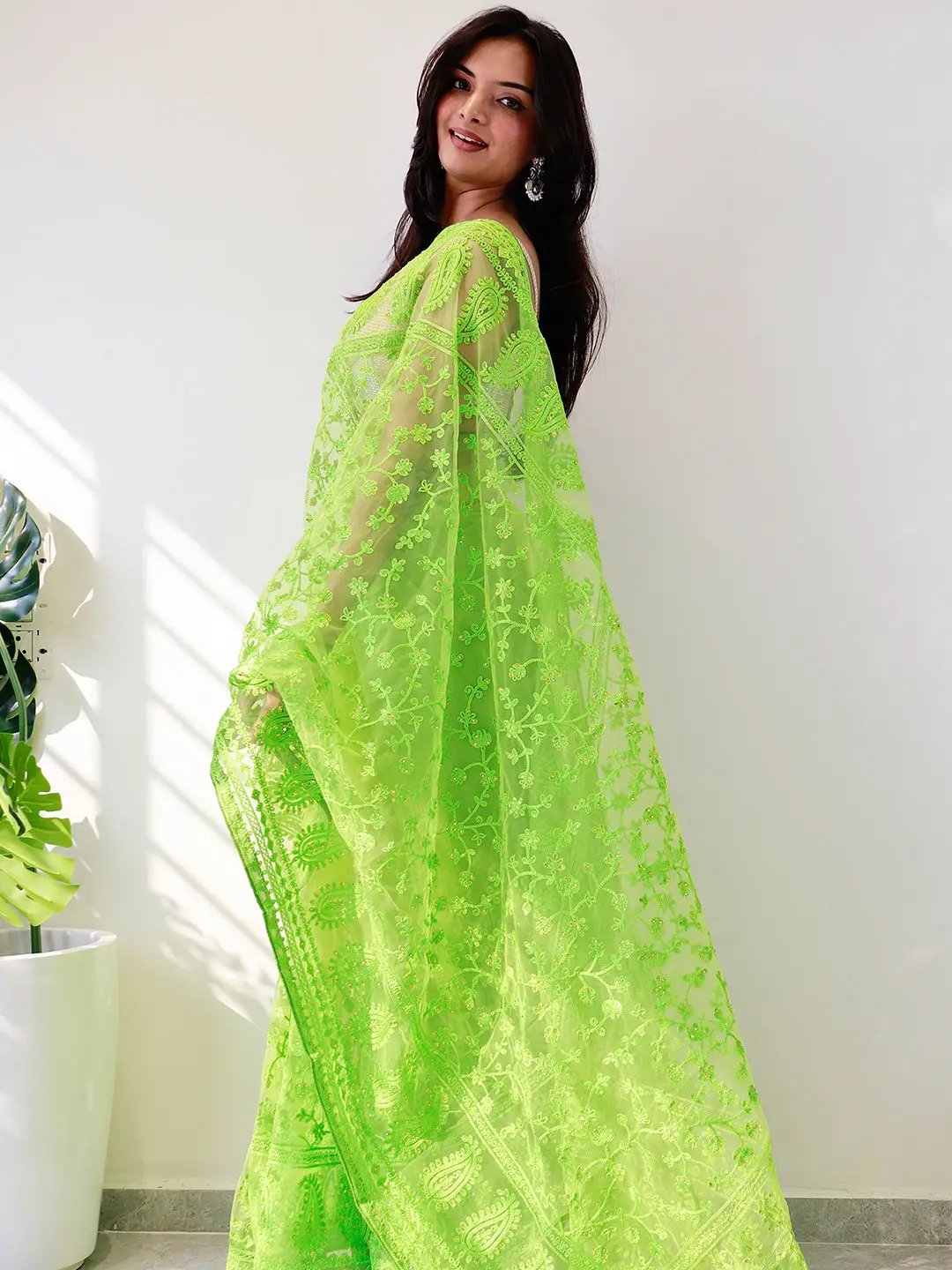 Elegant Saree with Ethnic Motifs and Embellished Borders