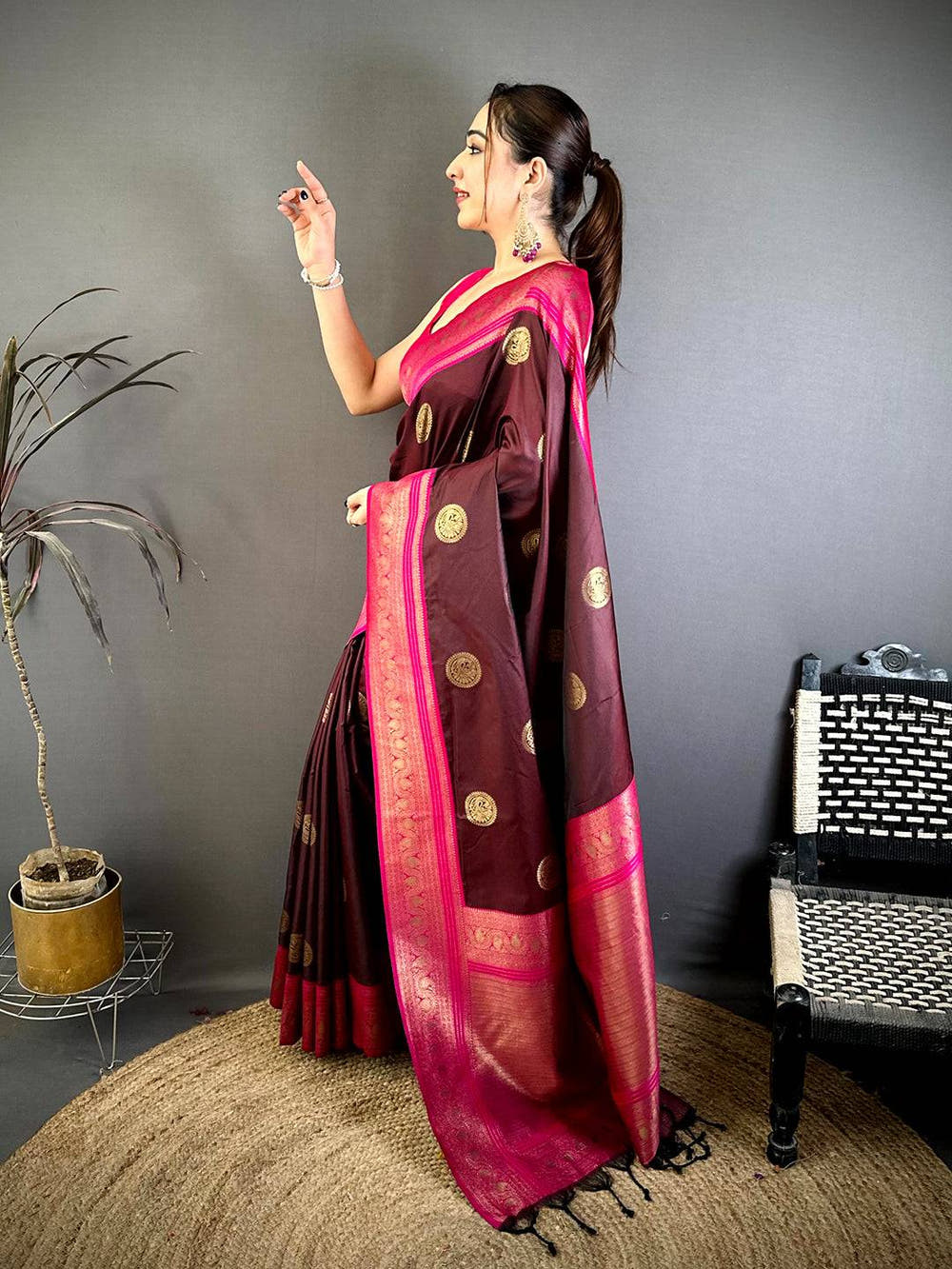 Elegant Peacock Motif Soft Silk Saree