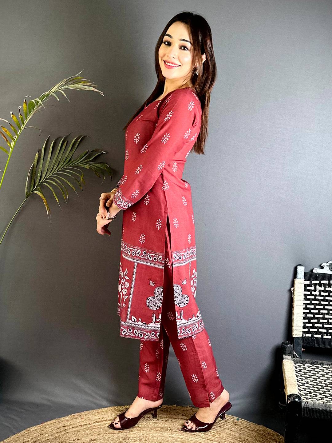 Paan Neck Kalamkari Art Kurti