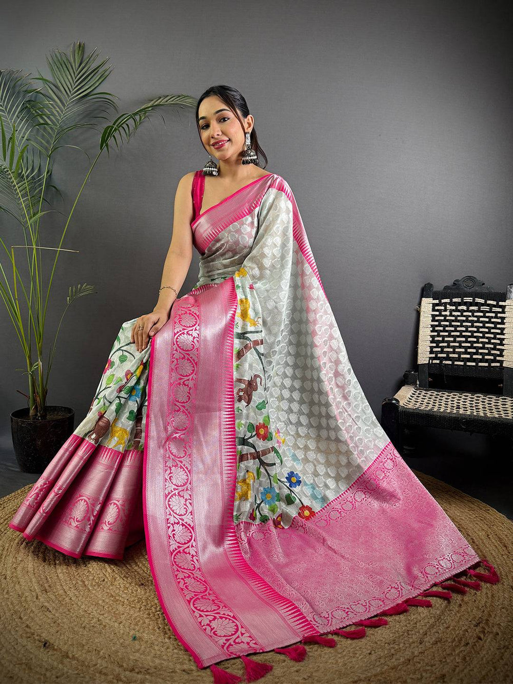 Ethereal White Kora Tissue Saree