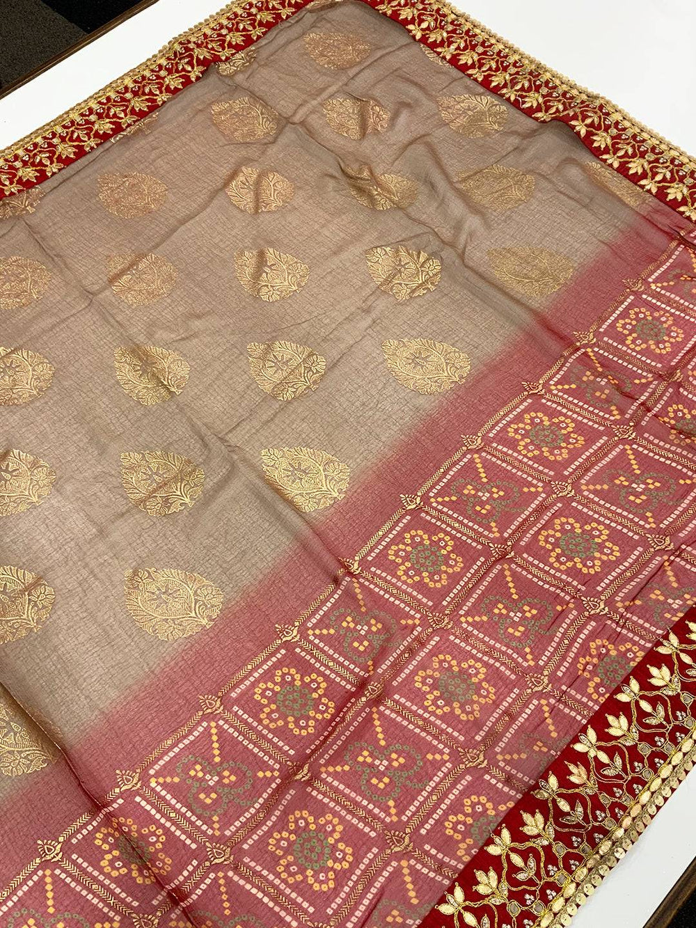 Artisan Bandhej Foil Work Saree