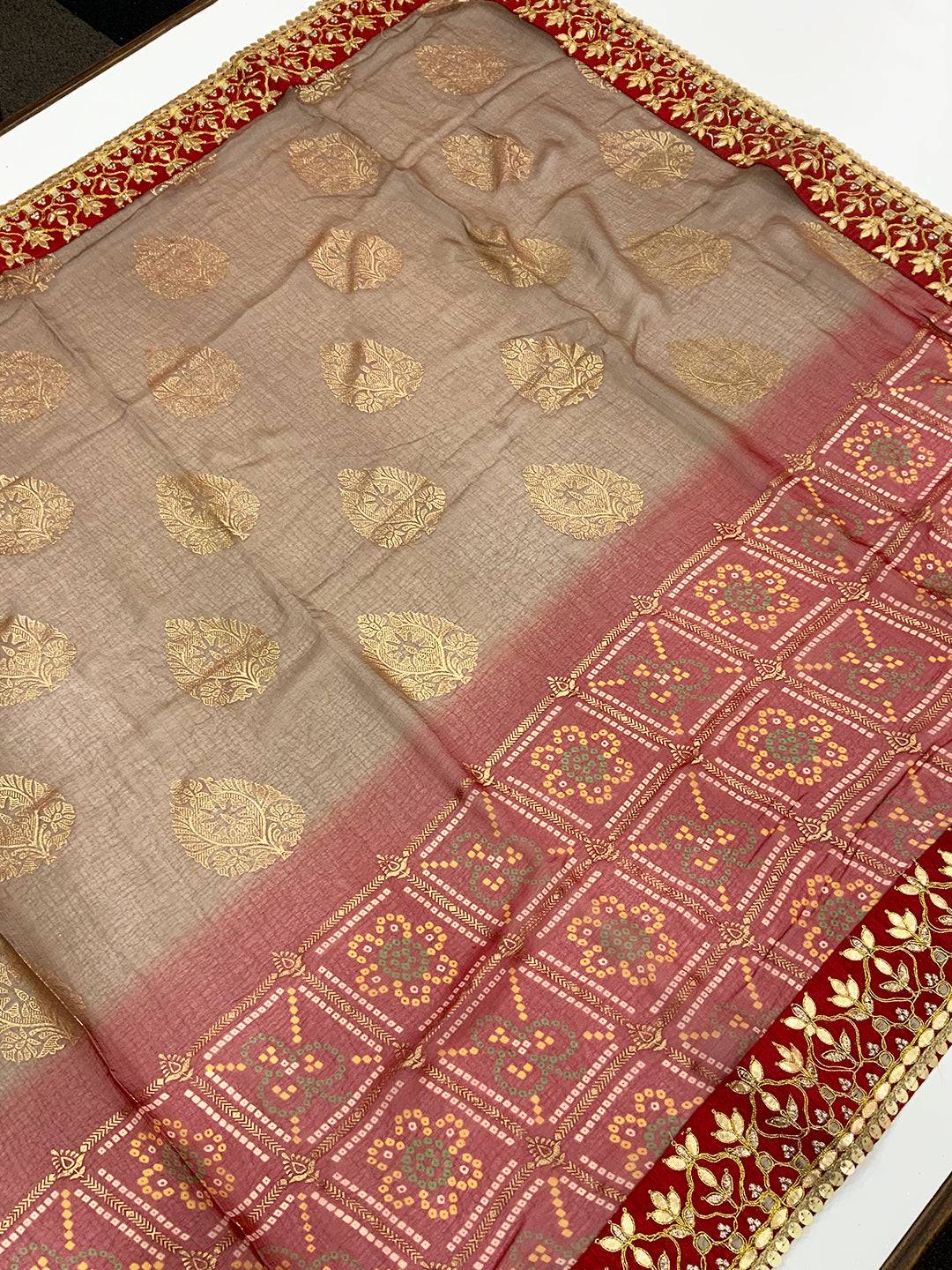 Artisan Bandhej Foil Work Saree