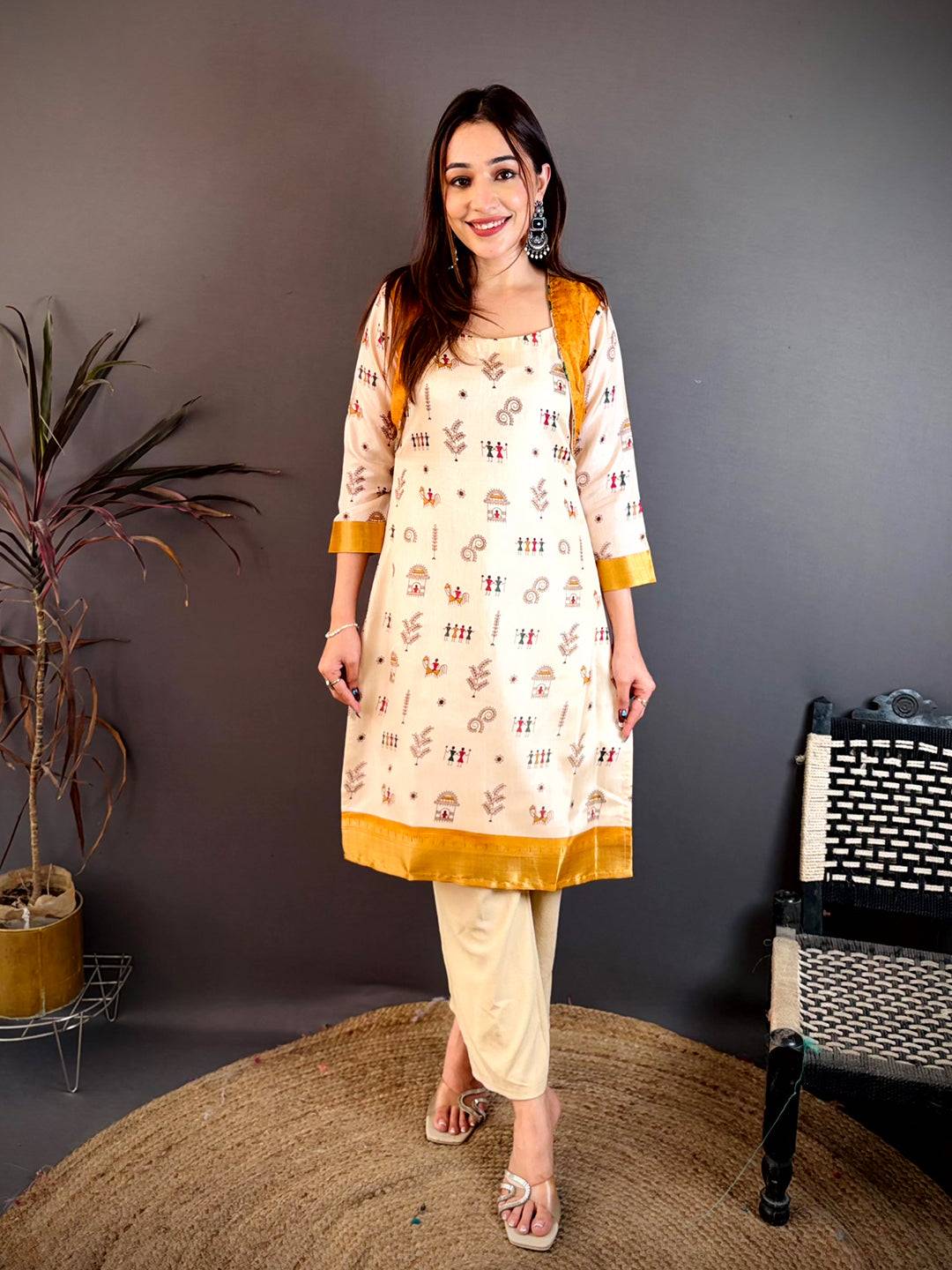 Soft Dola Silk Square Neck Kurti