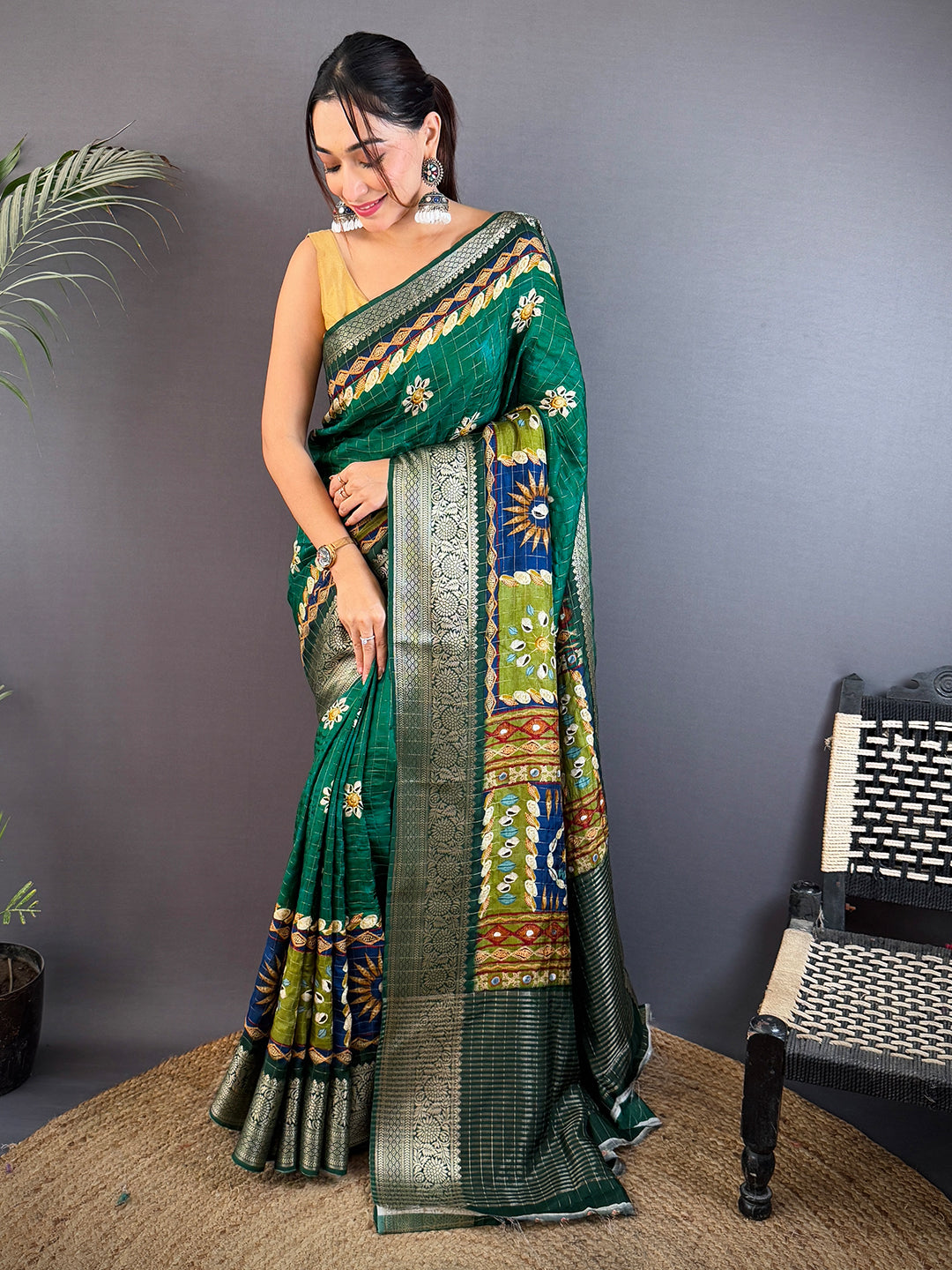 Elegant Bottle Green Kanchi Pattu Saree