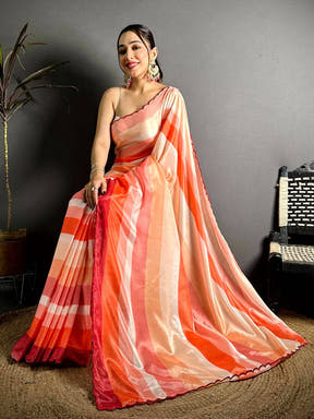 Regal Striped Print Soft Chiffon Saree
