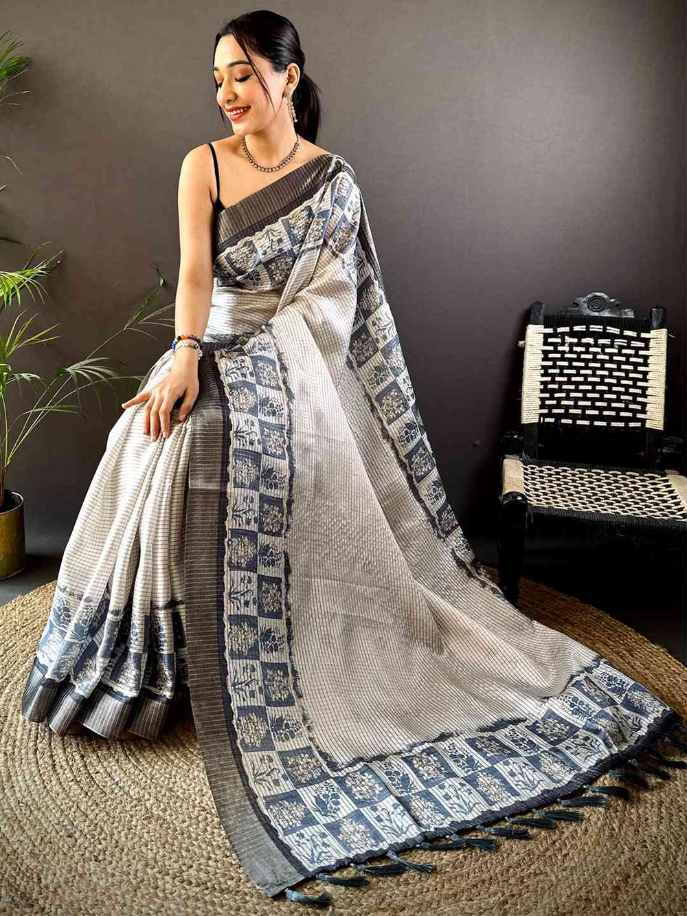 Radiant Dark Blue Soft Silk Digital Print Saree
