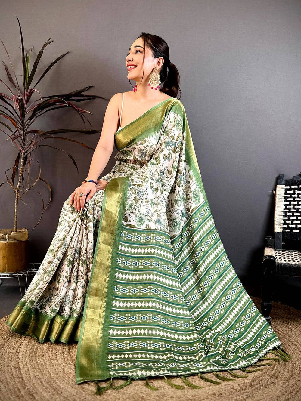 Green Floral Beauty Designer Saree