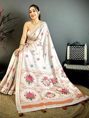 Royal Lotus Tussar Ghicha Saree