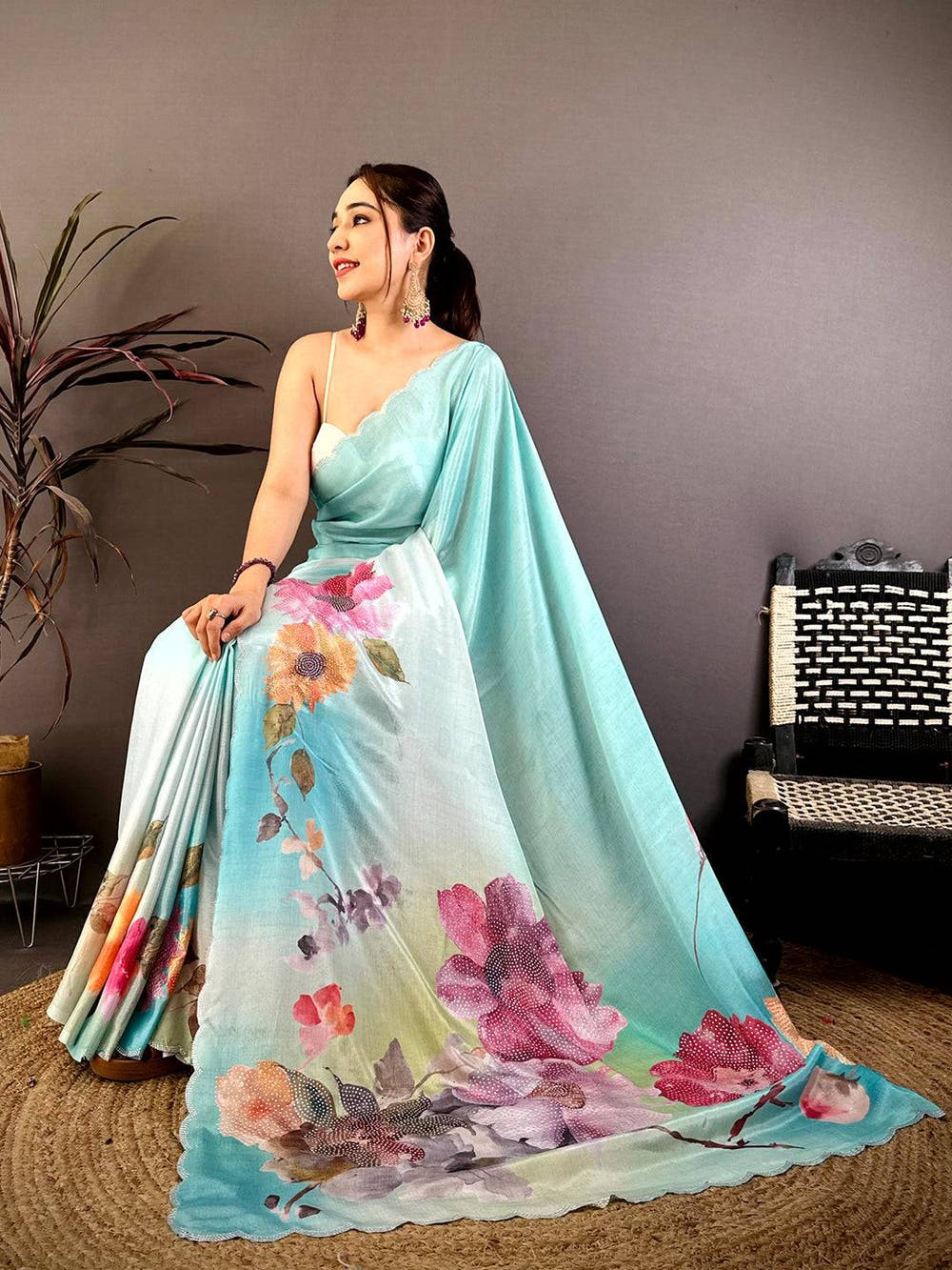 Classic Soft Chiffon Stone Work Saree