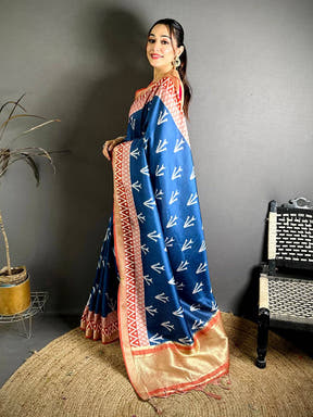 Classic Ikkat Gaji Lakda Patta Silk Saree