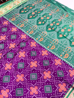 Wine Soft Silk Saree With Patola Weaving