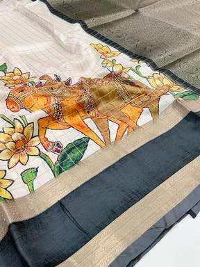 Tradition Kalamkari Satin Bentex Gadwal Saree