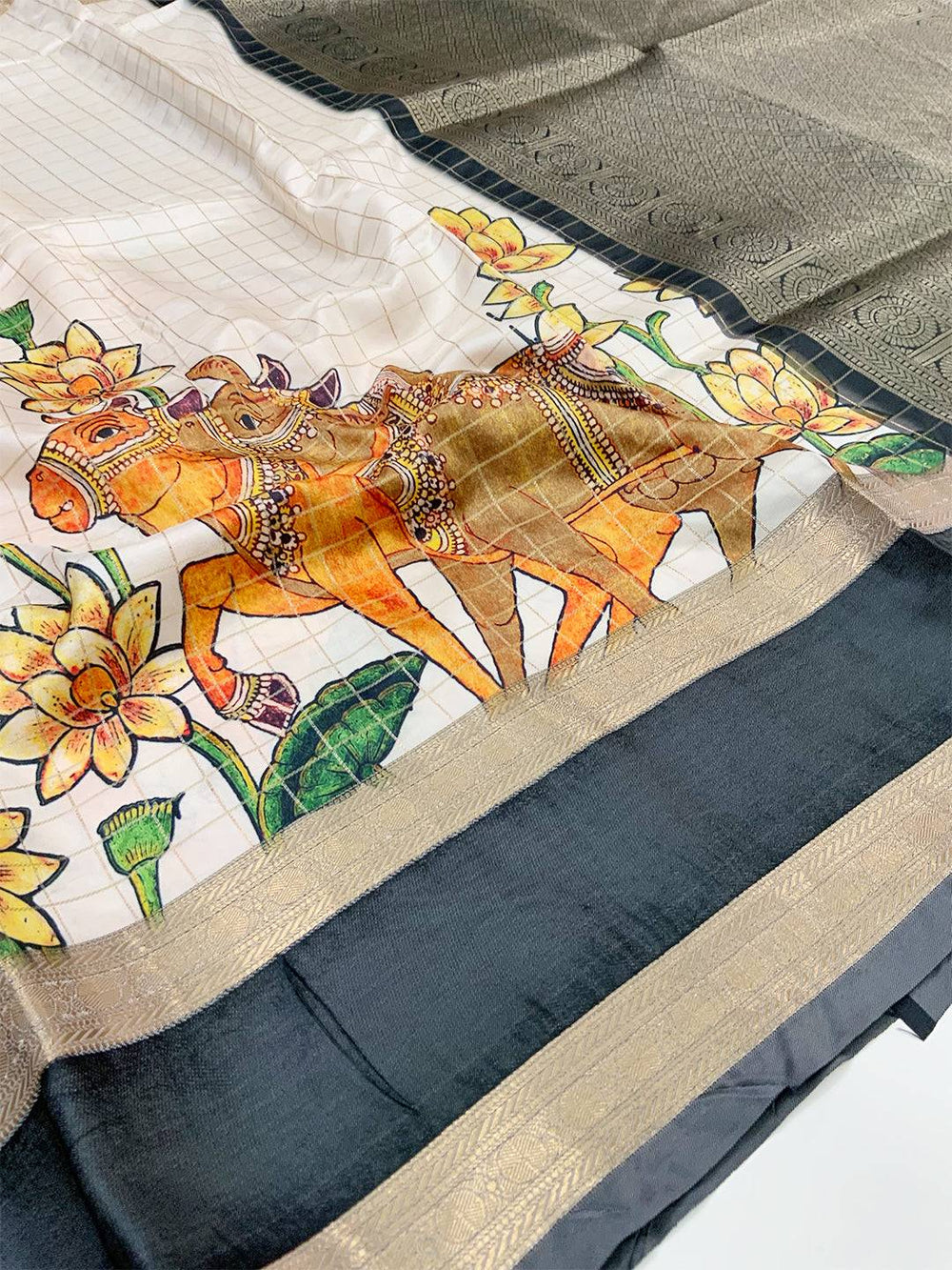 Tradition Kalamkari Satin Bentex Gadwal Saree