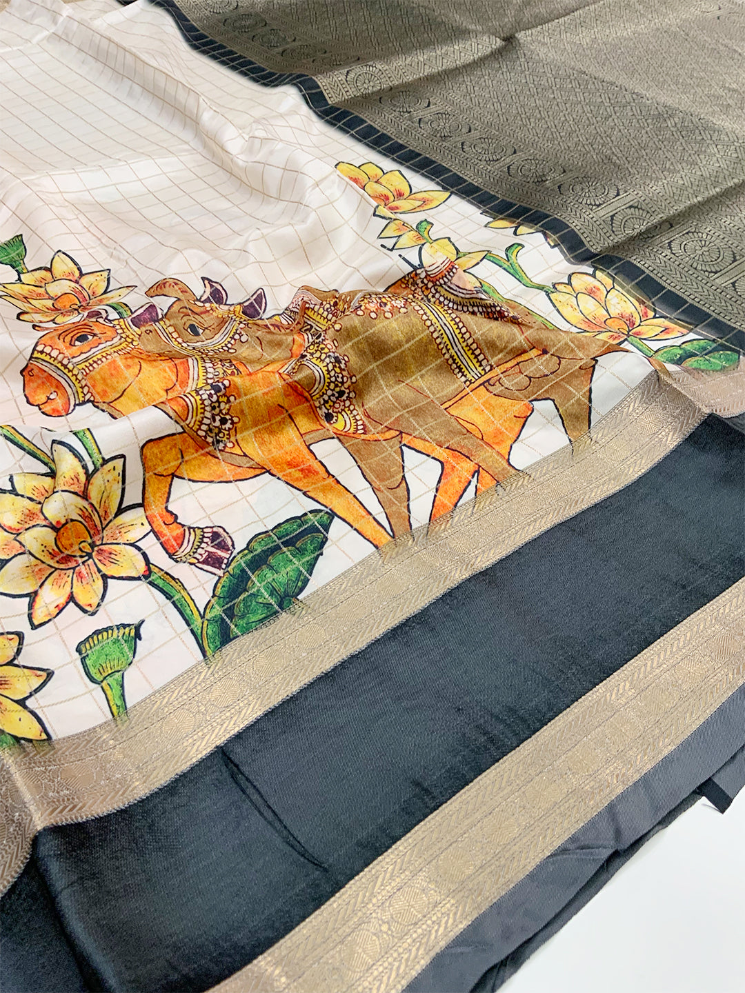 Tradition Kalamkari Satin Bentex Gadwal Saree