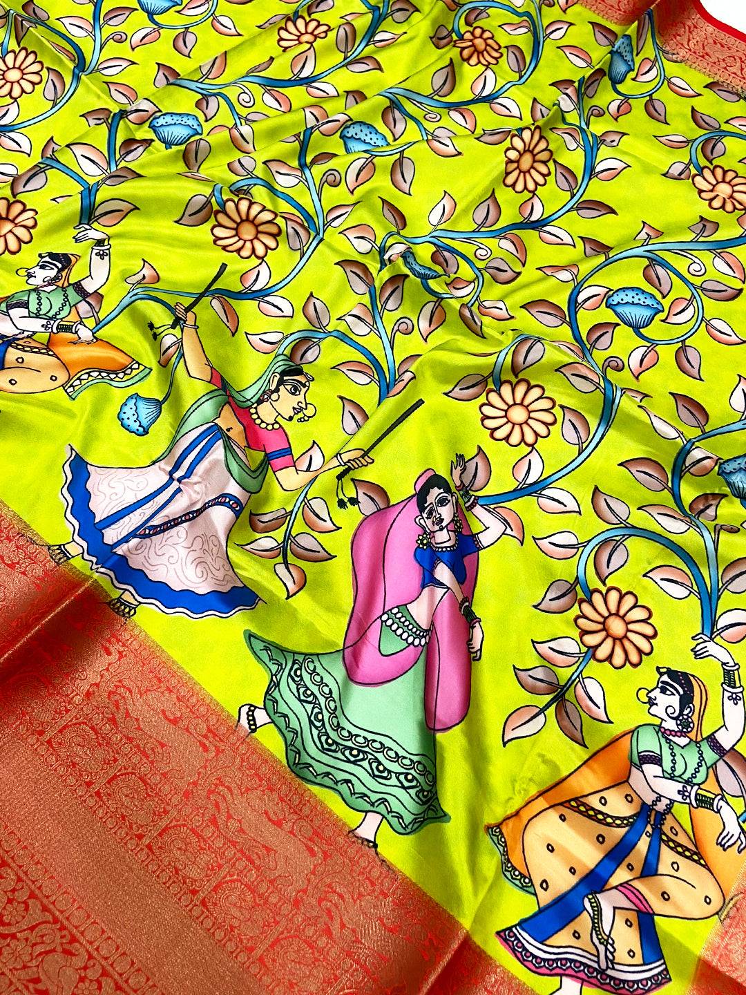 Majestic Green Kalamkari Digital Prints Saree