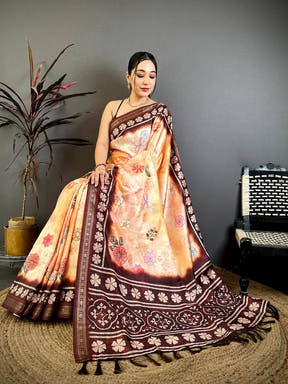 Graceful Floral Soft Silk Zari Border Saree