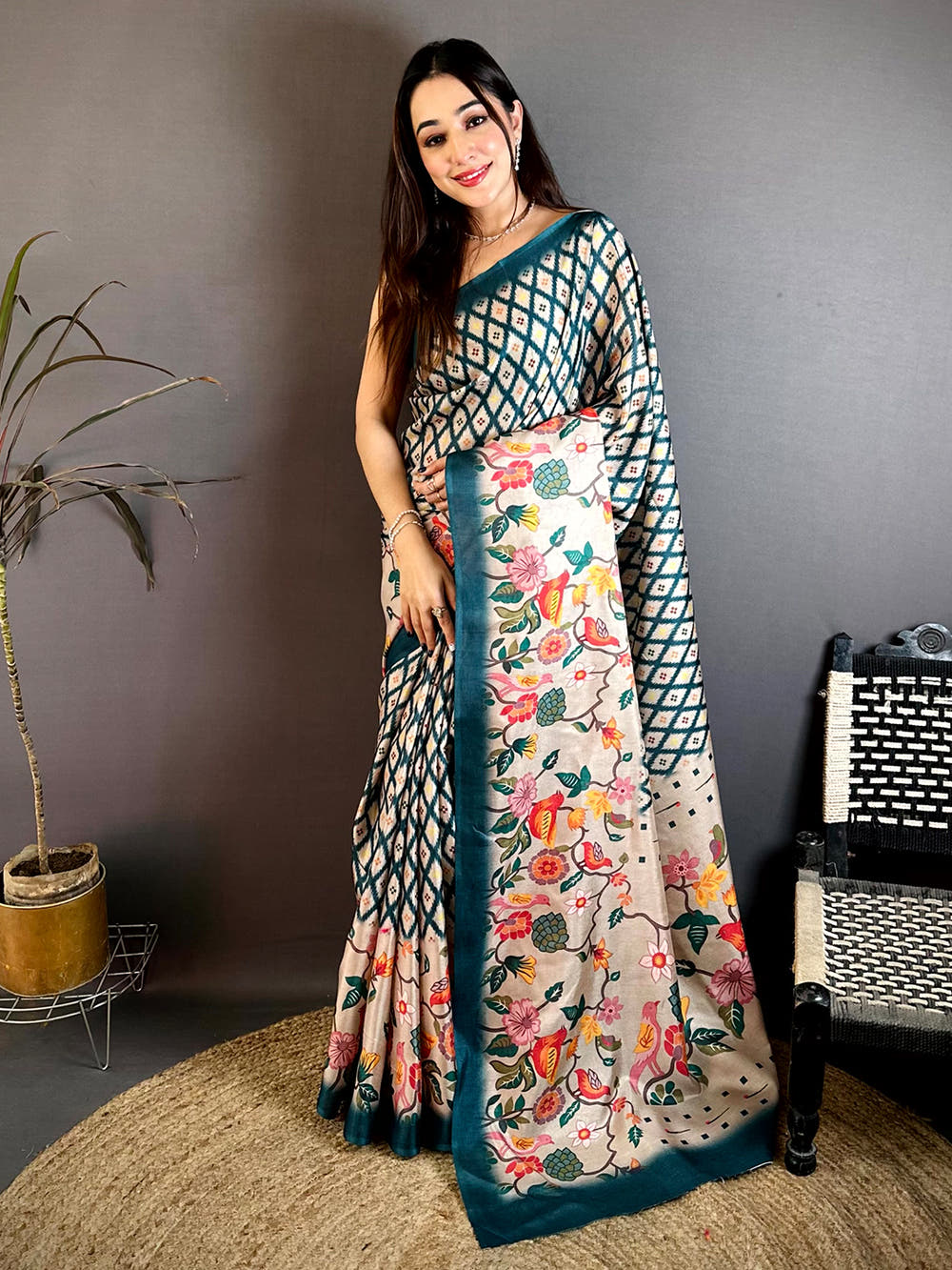 Radiance Tussar Geometric Pattern Saree
