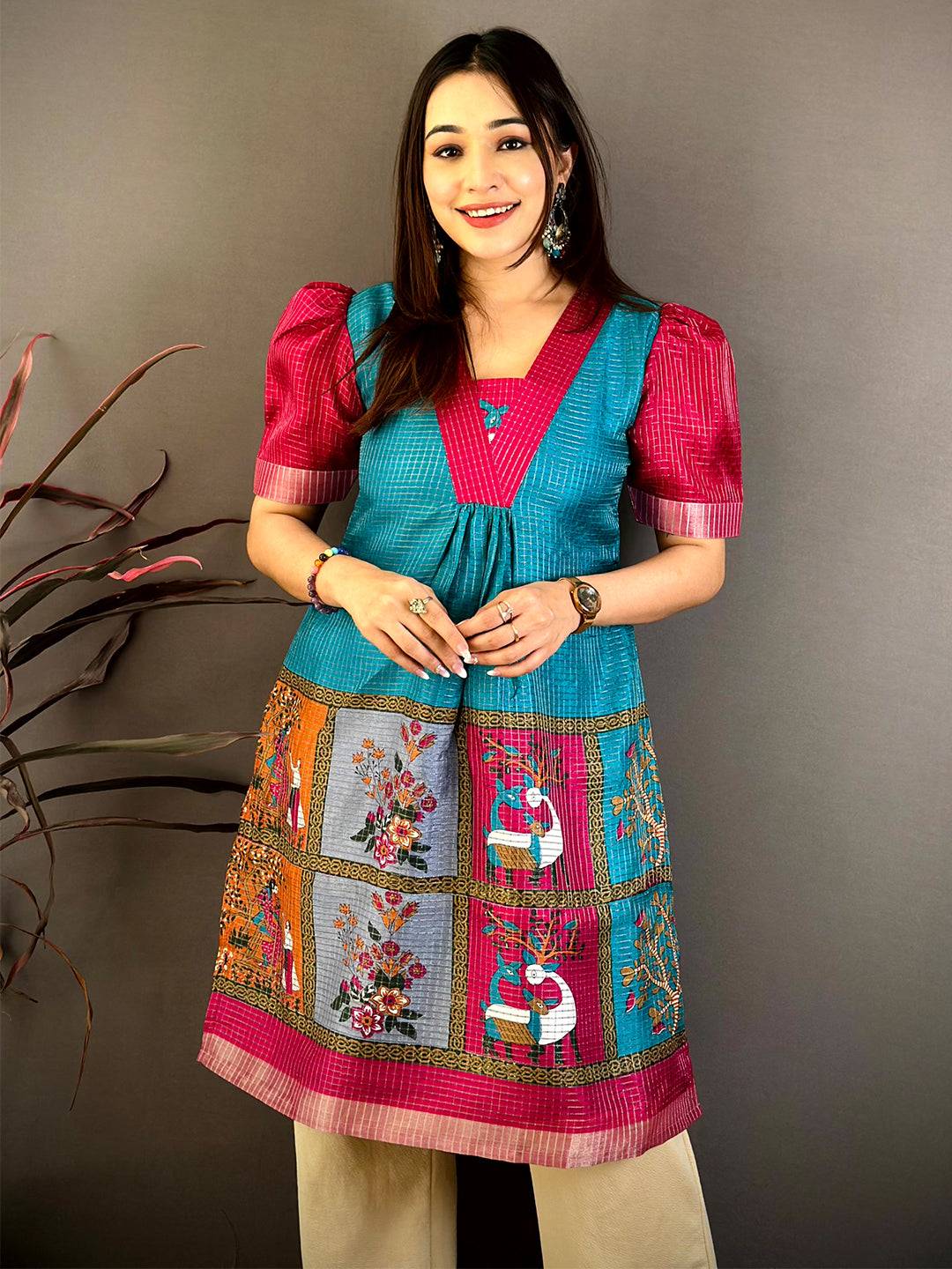 Radiant Kota Doriya V Neck Kurti