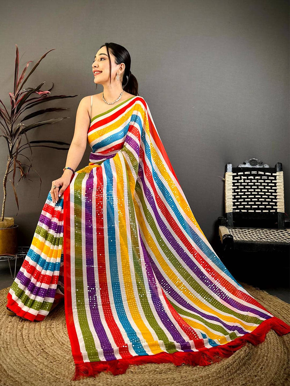 Classic Glitter Sequin Soft Georgette Saree