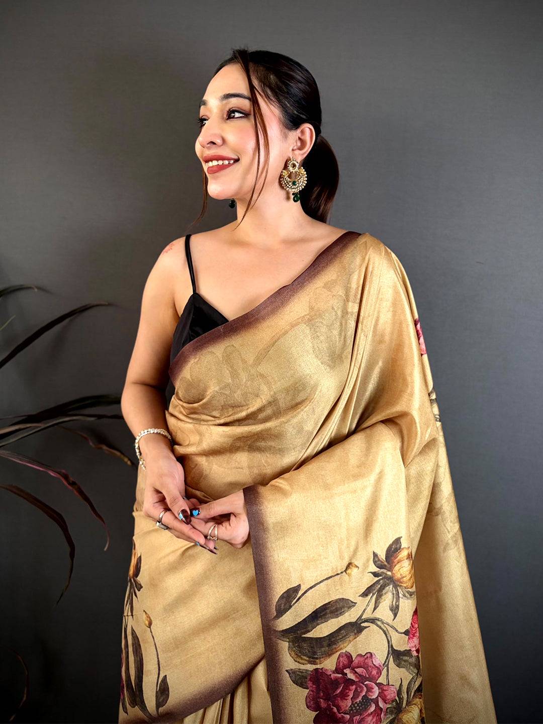 Exclusive Floral Printed Soft Tussar Saree
