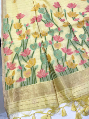 Elegant Cotton Feel Pastel Jamdani Saree
