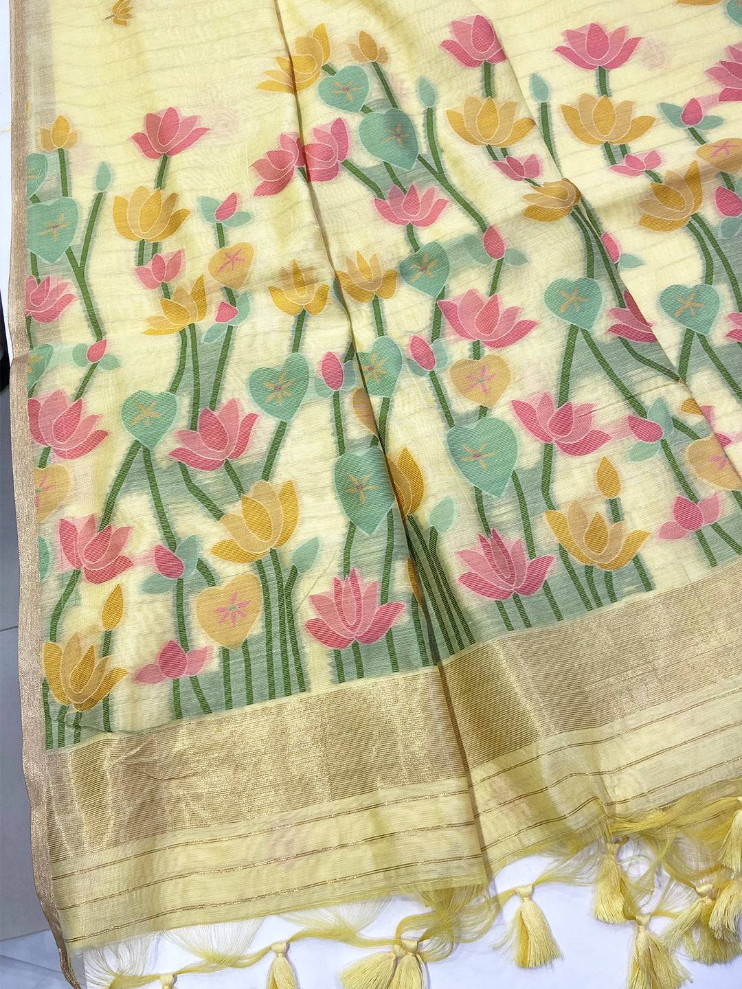 Elegant Cotton Feel Pastel Jamdani Saree