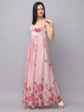 Pink floral Enchantment Corset Dress side view