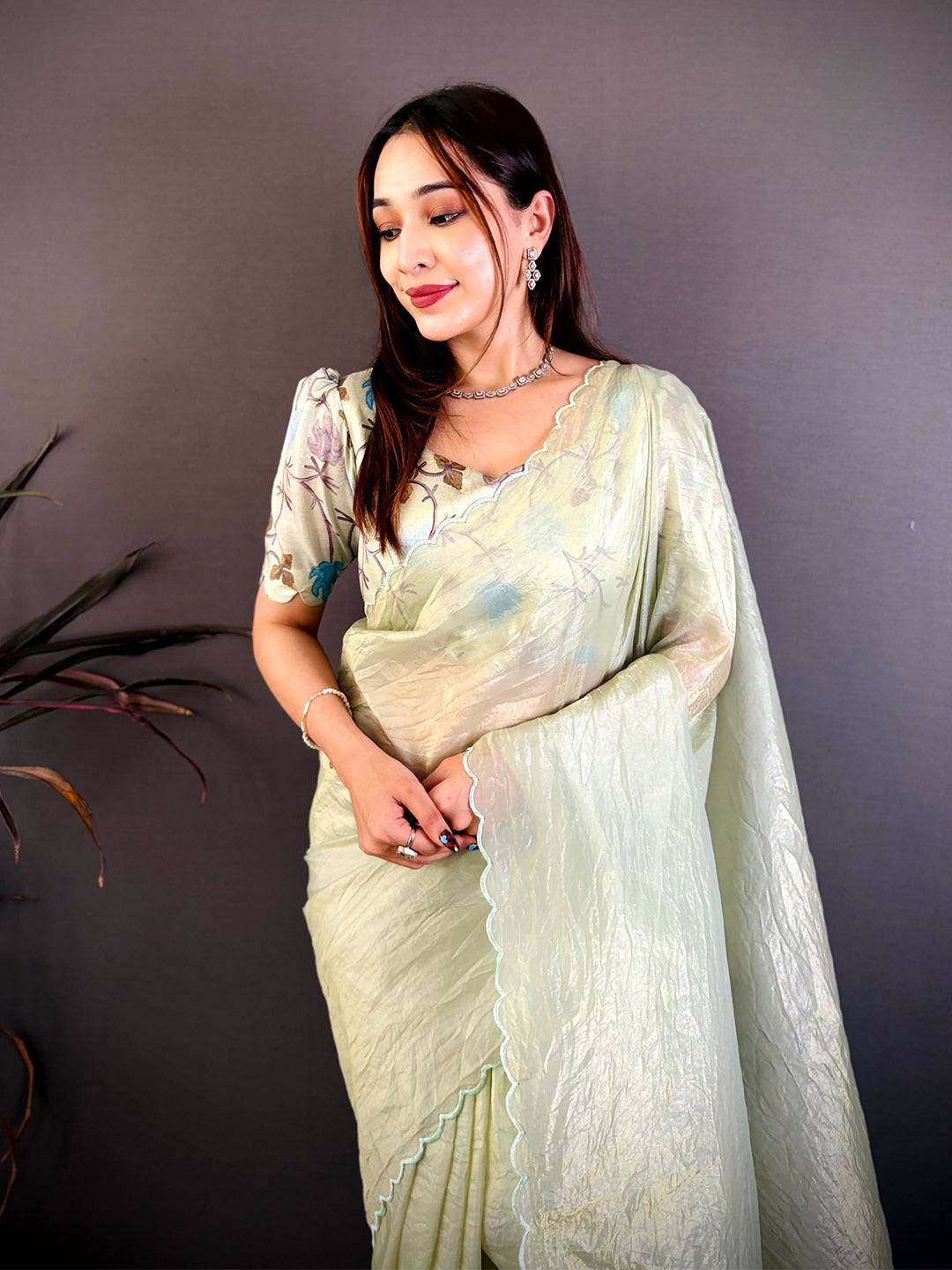 Lemon Yellow Bariq Cutwork Crash Silk Saree