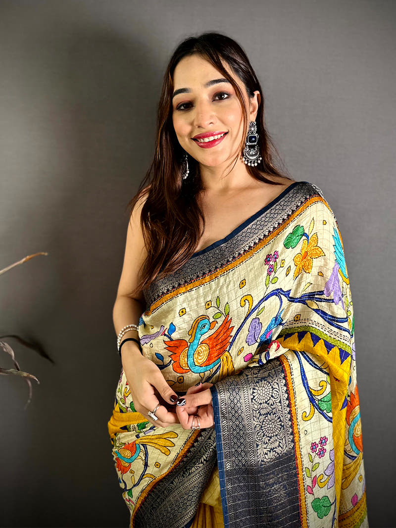Graceful Pure Viscose Dola Check Saree