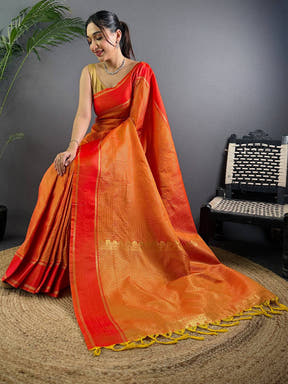 Radiant Orange Soft Silk Saree