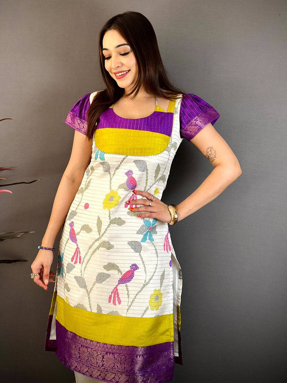 Stylish Kota Doriya Round Dori Neck Kurti