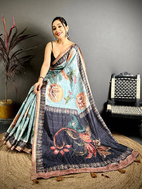 Tradition Soft Tussar Kalamkari Saree