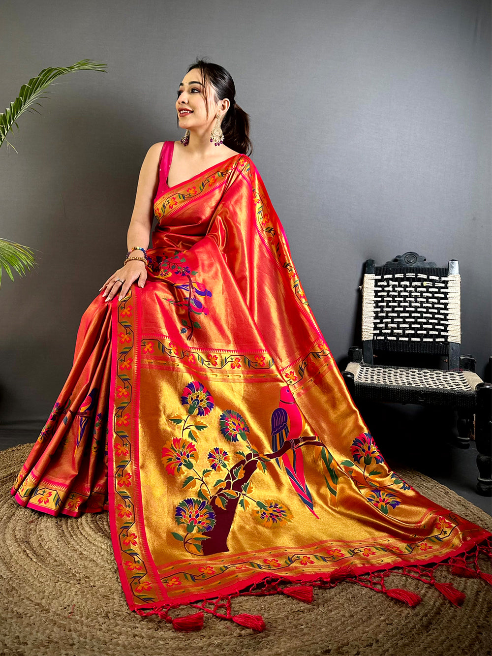 Majestic Minakari Paithani Tissue Saree